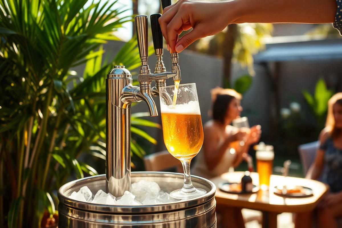 Chopeira servindo chopp gelado em uma festa em Centro, Rio de Janeiro